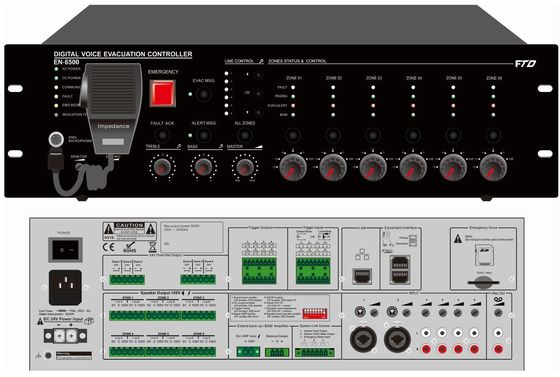 Sistema di Digital Voice Evacuation del regolatore di Evac di zona del sistema 500w 6 dell'evacuazione di voce